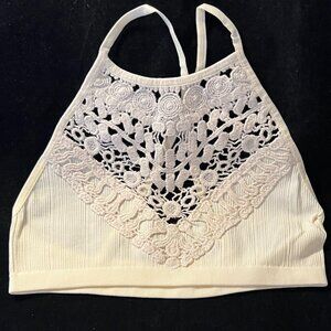Hayden LA Cream Lace Halter Top NWT XS/S